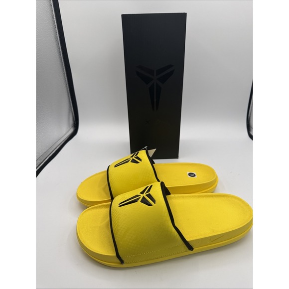 Nike Kobe Off Court Slides-Lightning Yellow-Black Mamba‎ Logo-Mens Size 10-NIB - Picture 3 of 7